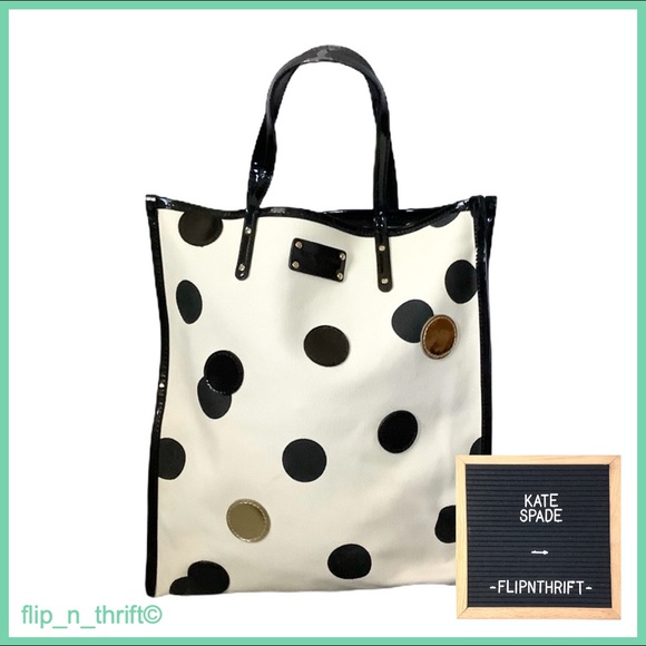 πHPπβ οΈKATE SPADE Black/White Polka Dot Tote - Picture 1 of 7